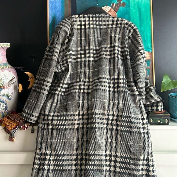 Novelti Plaid Trench Coat - Black and White Winter jacket XL - Picture 16 of 16